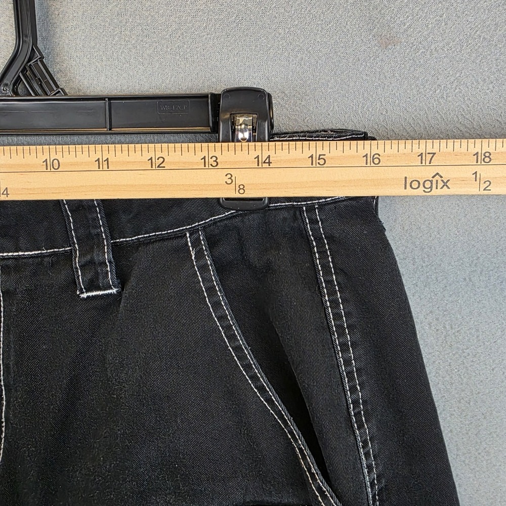 Hot Topic Pants Womens 11 Black Cargo Flare Stars Emo Skater Gothic Punk Rare - Picture 3 of 9
